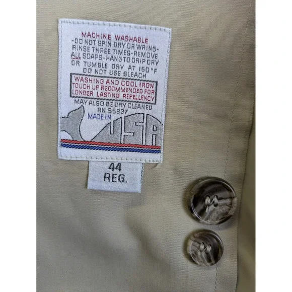 Towncraft Trench Coat Mens Large 44 Reg Tan Zip Out Faux Fur Lining Vintage USA - Picture 3 of 12